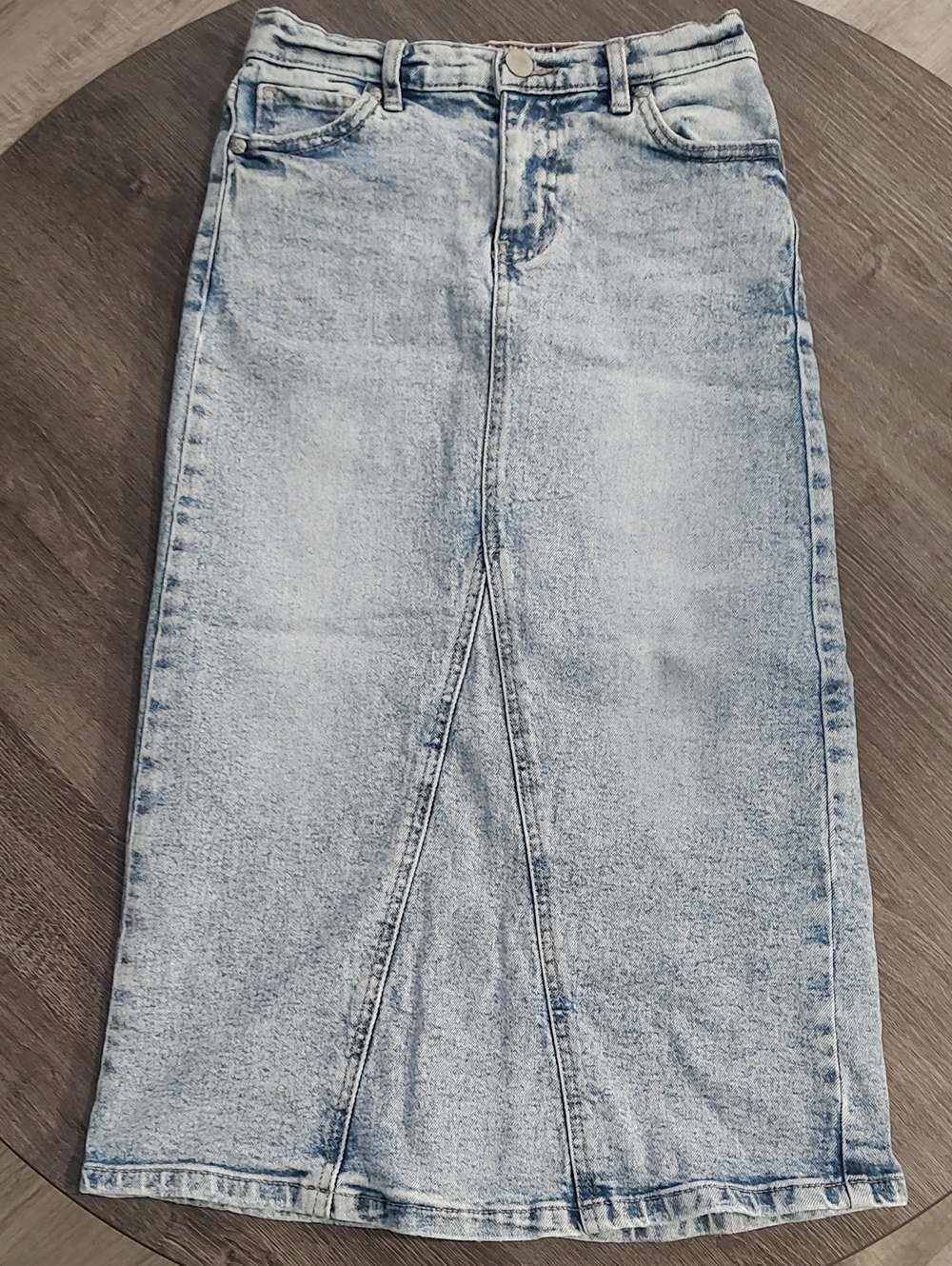 art class Light Wash Denim Midi Skirt with Front Panel